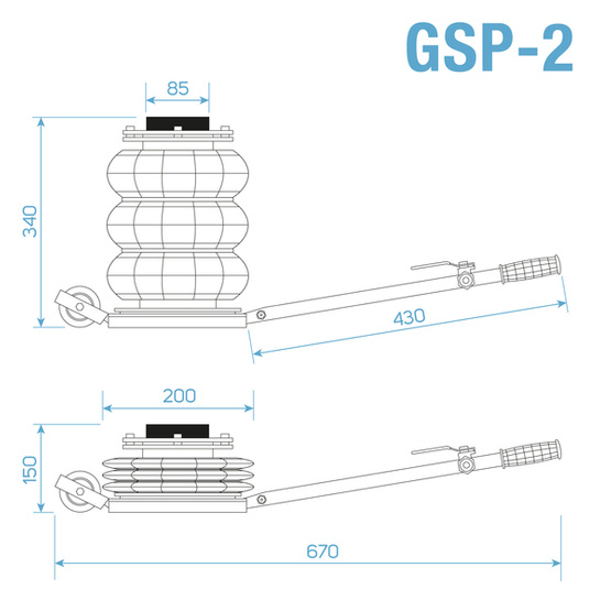 Podnośnik Pneumatyczny Poduszkowy - Mały Bałwanek 2T GSP2 STIX / Grafit