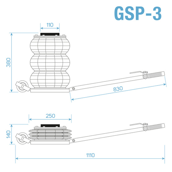 Podnośnik pneumatyczny poduszkowy - bałwanek 3T GSP3 STIX / Ocynk
