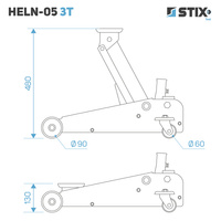 Lewarek / żaba podnośnik hydrauliczny wysokość 130-480 mm HELN-05 3T - Stix