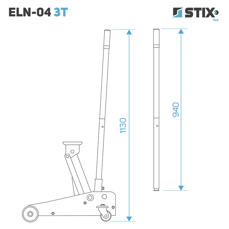 Lewarek / żaba podnośnik hydrauliczny wysokość 140-460 mm ELN-04 3T - Stix