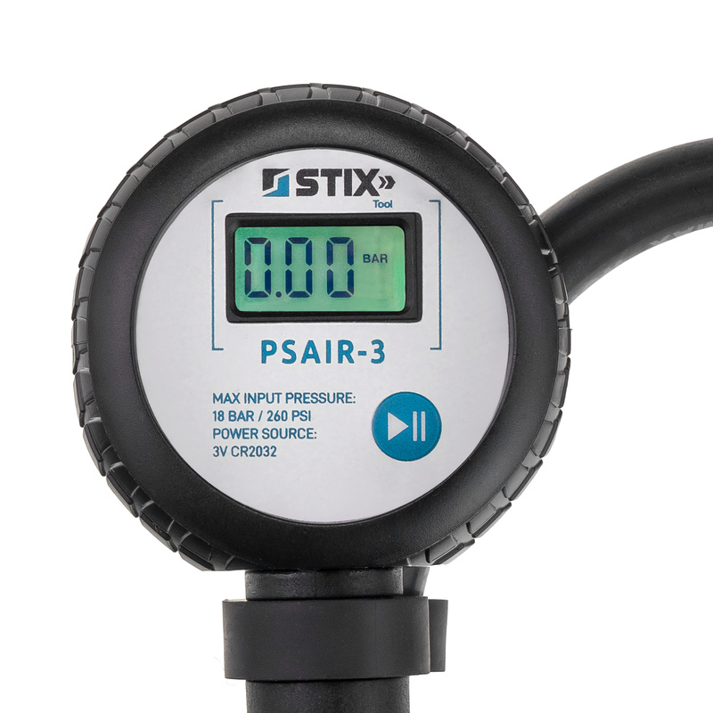 Pistolet do pompowania kół, opon z elektronicznym manometrem PSAIR-3 0-18 BAR STIX