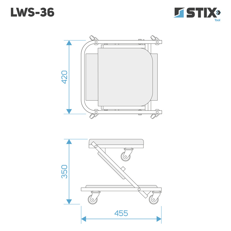 Leżanka warsztatowa składana / stołek warsztatowy 2w1 LWS-36 - Stix
