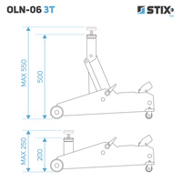 Lewarek / żaba podnośnik hydrauliczny wysokość 200-570 mm OLN-06 3T - Stix