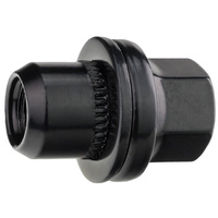 Czarne nakrętki do oryginalnych felg aluminiowych Land Rover M14x1,5 z ruchomą podkładką, klucz 22 - Carbonado