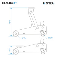 Lewarek / żaba podnośnik hydrauliczny wysokość 140-460 mm ELN-04 3T - Stix
