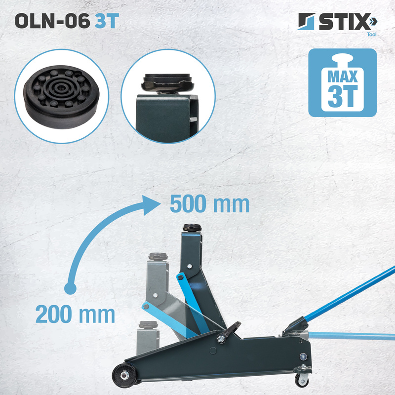 Lewarek / żaba podnośnik hydrauliczny wysokość 200-570 mm OLN-06 3T - Stix