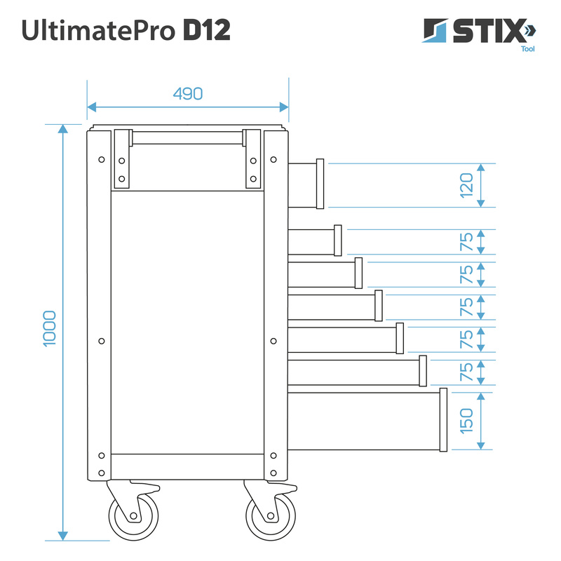 Szafka warsztatowa / wózek narzędziowy 12 szuflad - UltimatePro D12 - Stix