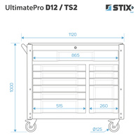 Szafka warsztatowa / wózek narzędziowy 12 szuflad + zestaw narzędzi 451 elementów - UltimatePro D12/TS2 - Stix