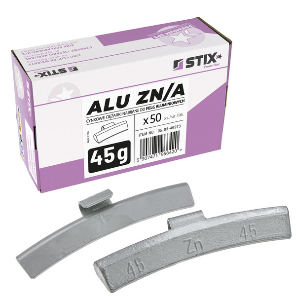 Ciężarki nabijane ALU Cynkowe do felg aluminiowych ZN/A 45g / 50 szt. - Stix