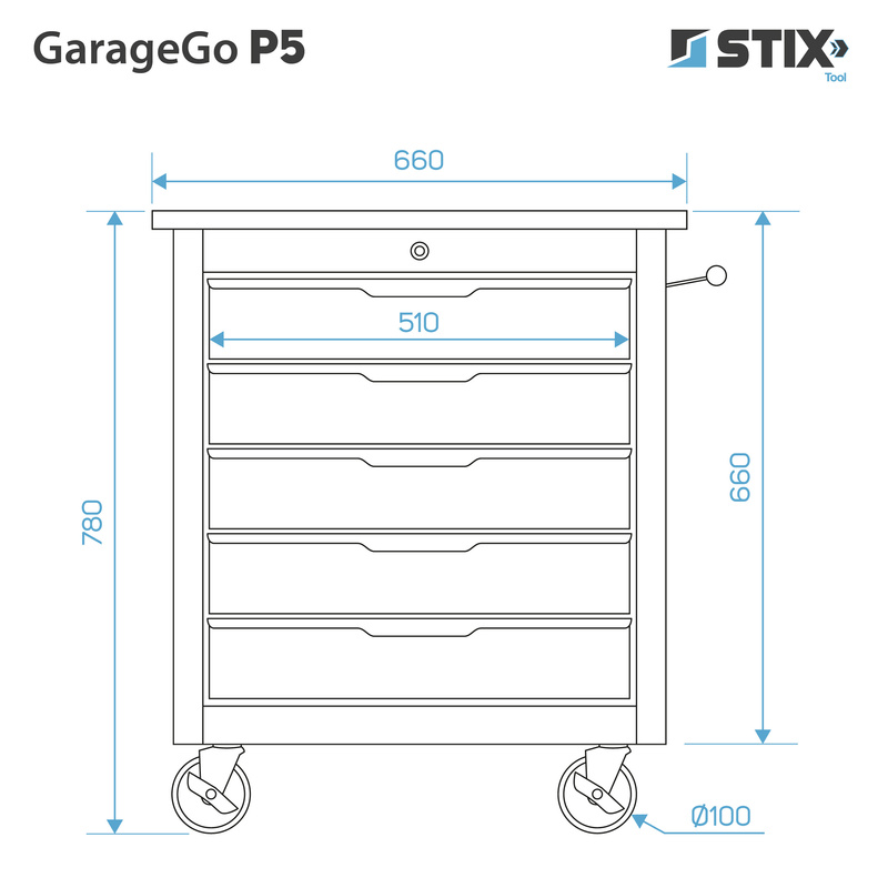 Szafka warsztatowa / wózek narzędziowy 5 szuflad GarageGo P5 - Stix