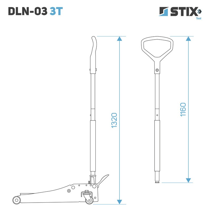 Lewarek / żaba podnośnik hydrauliczny niski profil z pedałem wysokość 75-505 mm DLN-03 3T - Stix