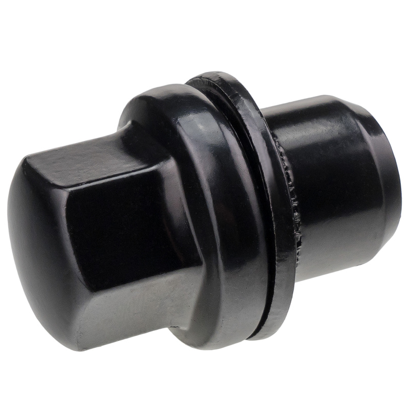 Czarne nakrętki do felg aluminiowych, typ Land Rover – M14x1,5 / ruchoma podkładka, K22 - Carbonado
