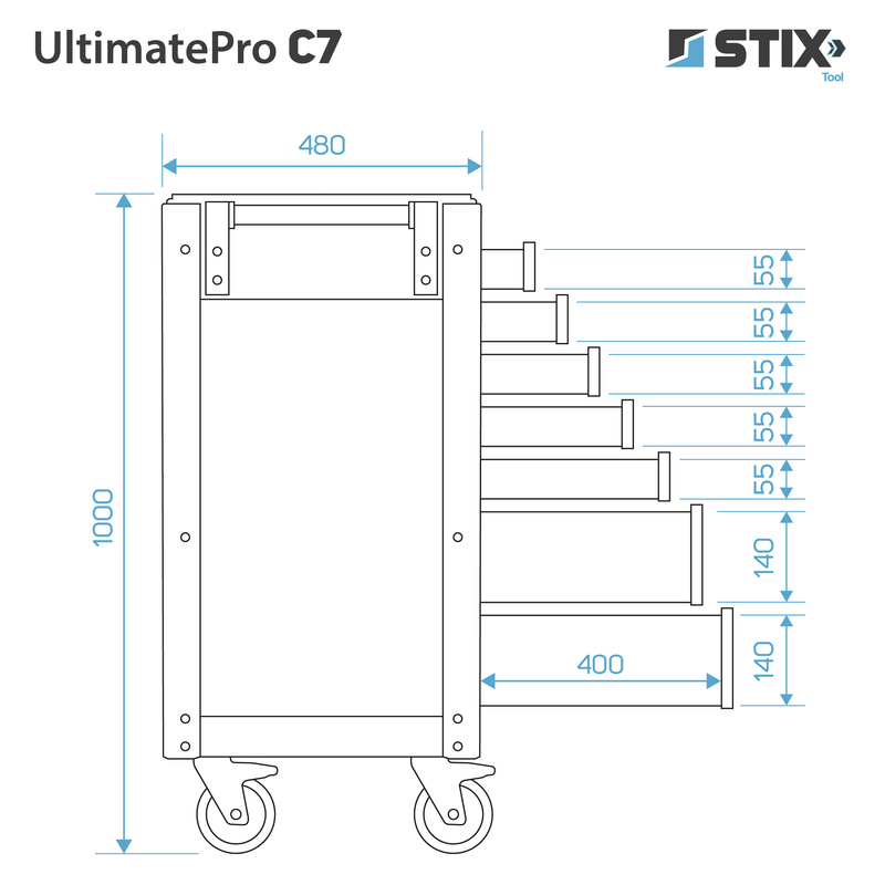 Szafka warsztatowa / wózek narzędziowy 7 szuflad - UltimatePro C7 - Stix