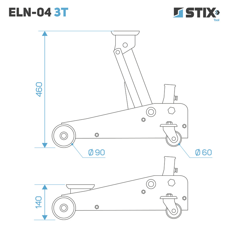 Lewarek / żaba podnośnik hydrauliczny wysokość 140-460 mm ELN-04 3T - Stix
