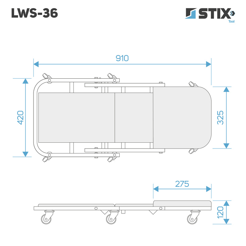 Leżanka warsztatowa składana / stołek warsztatowy 2w1 LWS-36 - Stix