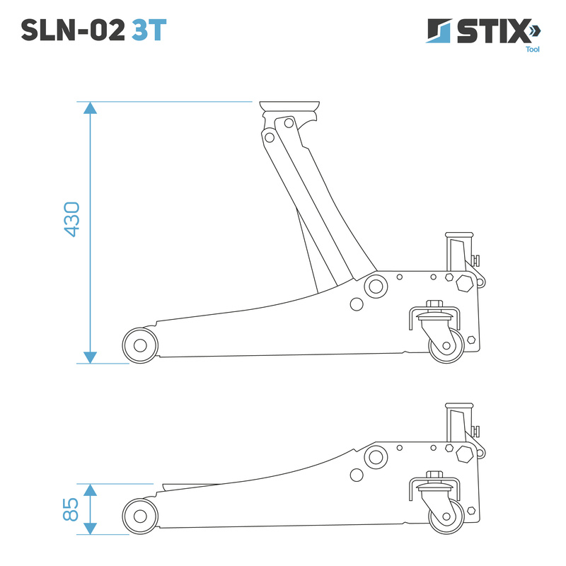 Lewarek / żaba podnośnik hydrauliczny niski profil wysokość 85-430 mm SLN-02 3T - Stix