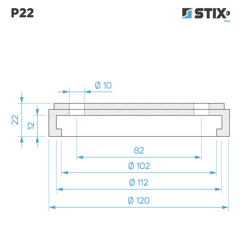 P22 Nakładka na łapę podnośnika, wzmocniona, 2 otwory, 120x112x22 - Stix