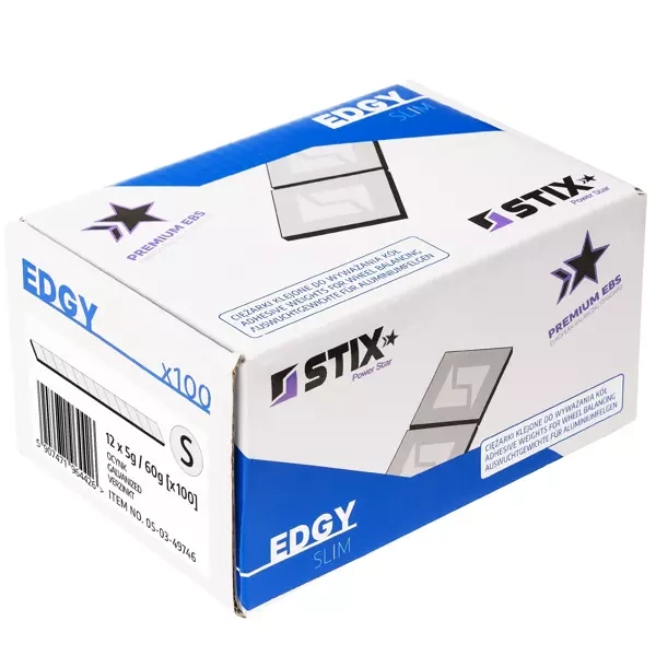 Ciężarki klejone do felg aluminiowych Edgy Slim - 60g (12x5g / ocynkowane / szeroka taśma) - 800 szt. - Stix