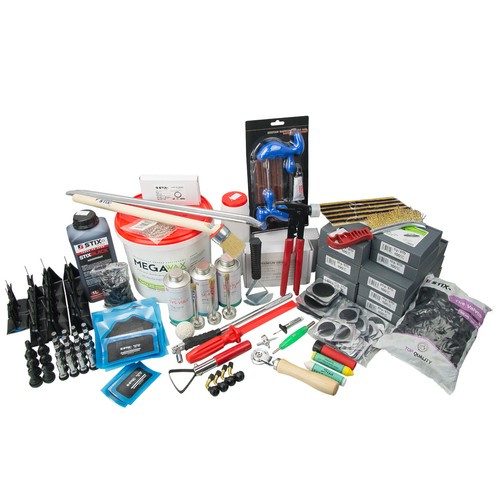 Zestaw startowy dla wulkanizacji, do wymiany i naprawy opon PREMIUM NR3 (ciężarki nabijane, klejone, zawory, łatki, kołki, wkłady i inne) - Stix