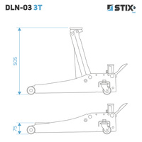 Lewarek / żaba podnośnik hydrauliczny niski profil z pedałem wysokość 75-505 mm DLN-03 3T - Stix