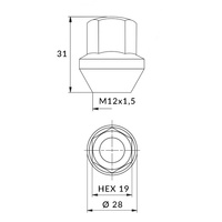 Nakrętka do oryginalnych felg Ford M12x1,5 / Jednoczęściowa - Carbonado