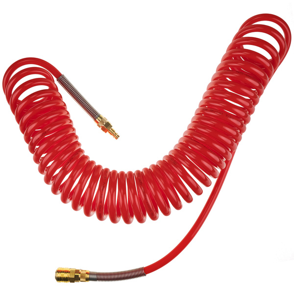 Wąż pneumatyczny spiralny 12/8 mm (12 m) - czerwony RQS