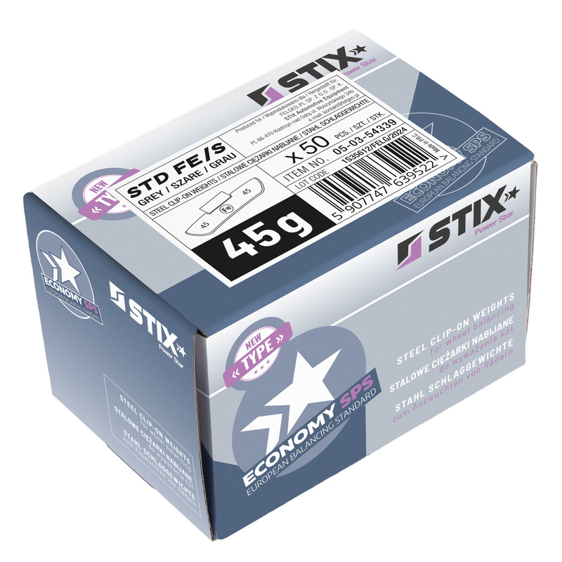 Ciężarki nabijane STD Stalowe do felg stalowych FE/S 45g / 50 szt. - Stix