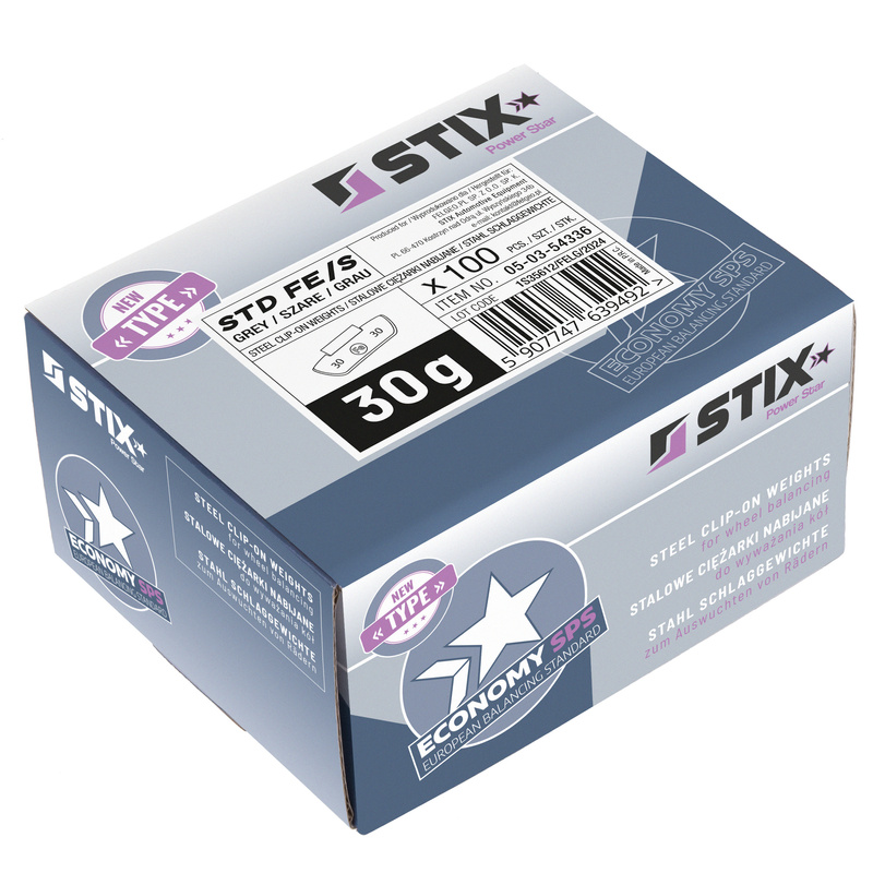 Ciężarki nabijane STD Stalowe do felg stalowych FE/S 30g / 100 szt. - Stix