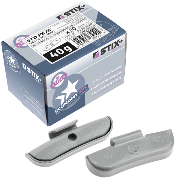 Ciężarki nabijane STD Stalowe do felg stalowych FE/S 40g / 50 szt. - Stix