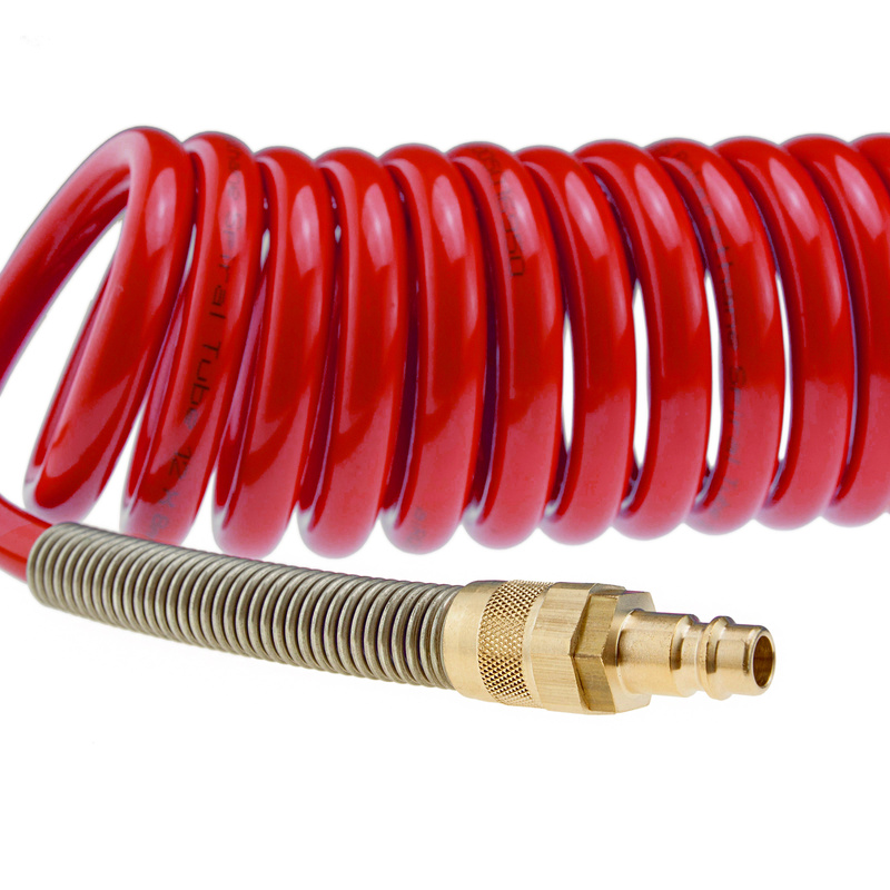 Wąż pneumatyczny spiralny 12/8 mm (12 m) - czerwony RQS
