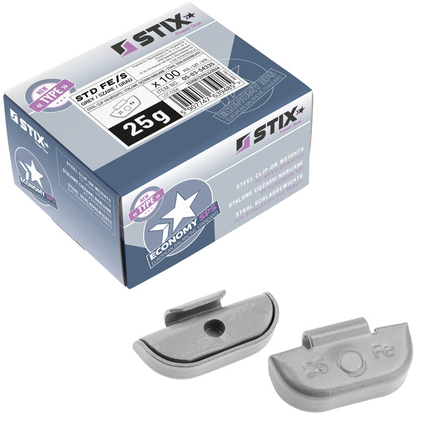 Ciężarki nabijane STD Stalowe do felg stalowych FE/S 25g / 100 szt. - Stix