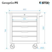 Szafka warsztatowa / wózek narzędziowy 5 szuflad GarageGo P5 - Stix