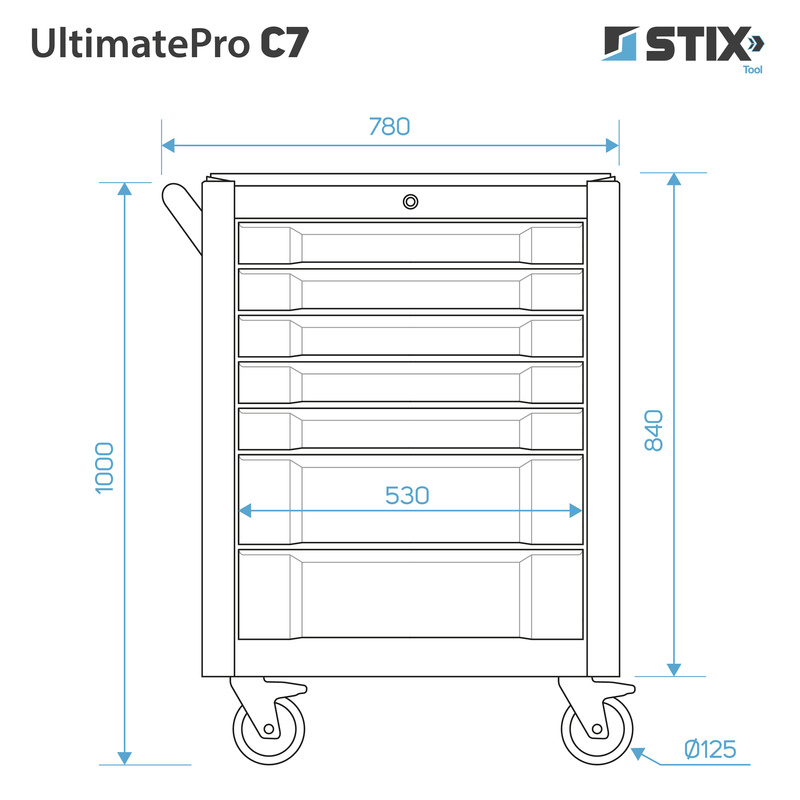 Szafka warsztatowa / wózek narzędziowy 7 szuflad - UltimatePro C7 - Stix