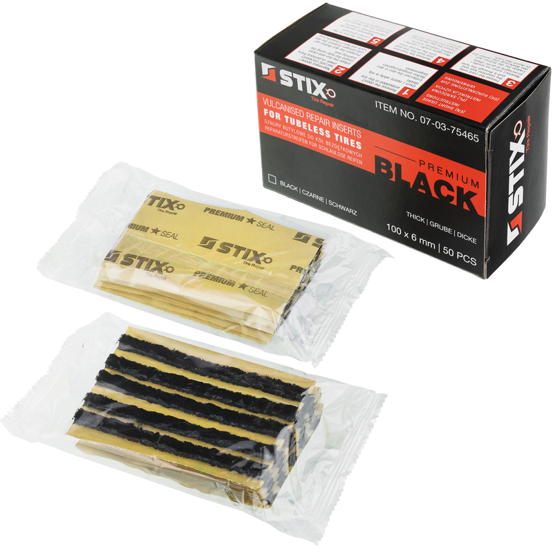 Sznury butylowe do naprawy opon, krótkie 6 mm (4" / 100 mm, czarne) 50 szt - Stix