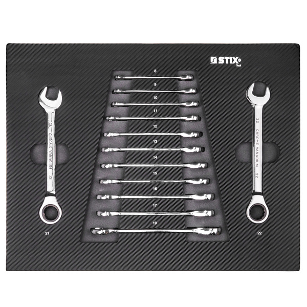 Wkład do szafki narzędziowej (klucze płasko-oczkowe z grzechotką 13 szt.) TD-2 - Stix