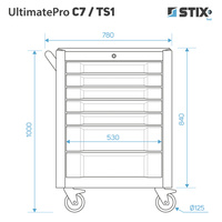 Szafka warsztatowa / wózek narzędziowy 7 szuflad + zestaw narzędzi 267 elementów - UltimatePro C7/TS1 - Stix