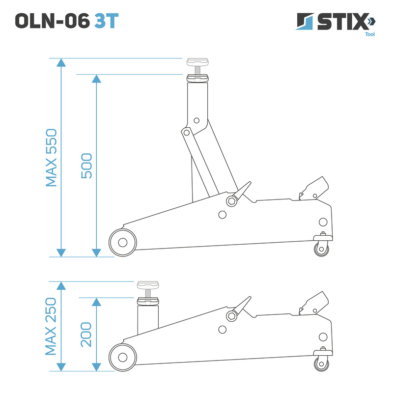 Lewarek / żaba podnośnik hydrauliczny wysokość 200-570 mm OLN-06 3T - Stix