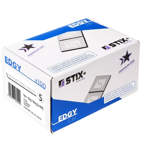 Ciężarki klejone do felg aluminiowych Edgy Slim - 60g (5g+10g / ocynkowane / szeroka taśma) - 800 szt. - Stix