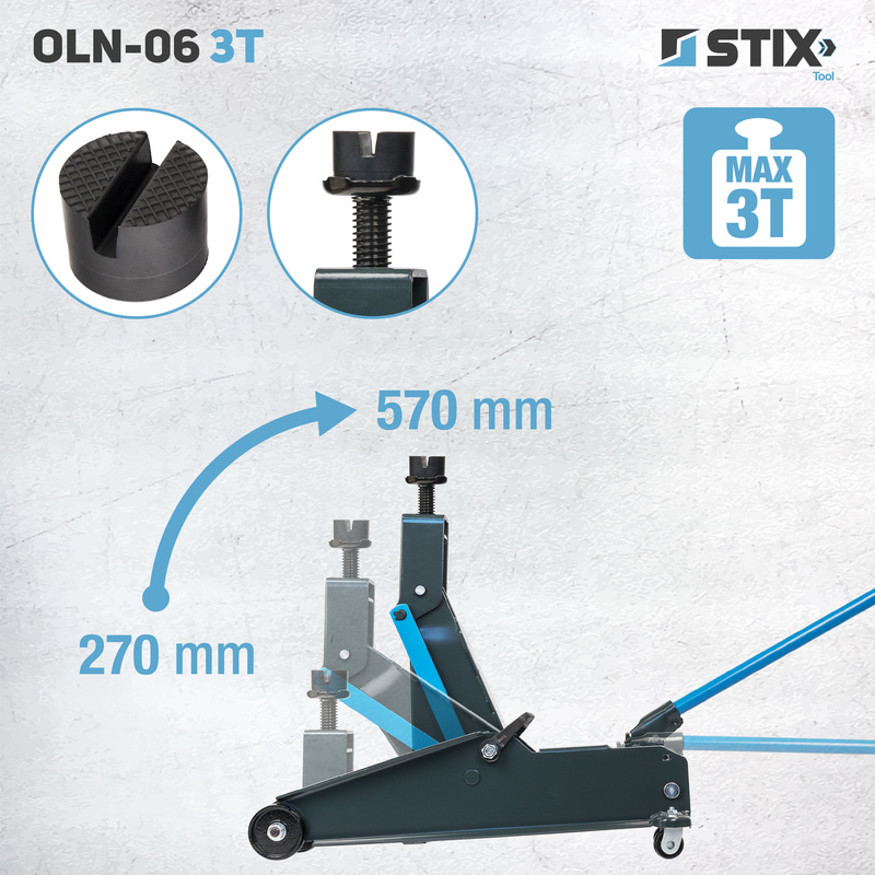 Lewarek / żaba podnośnik hydrauliczny wysokość 200-570 mm OLN-06 3T - Stix
