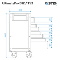 Szafka warsztatowa / wózek narzędziowy 12 szuflad + zestaw narzędzi 451 elementów - UltimatePro D12/TS2 - Stix