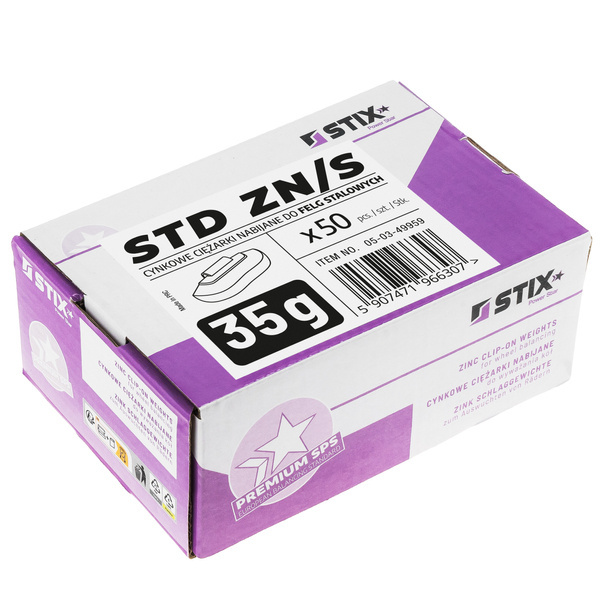 Ciężarki nabijane STD Cynkowe do felg stalowych ZN/S 35g / 50 szt. - Stix