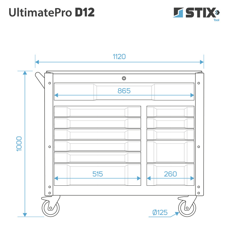 Szafka warsztatowa / wózek narzędziowy 12 szuflad - UltimatePro D12 - Stix