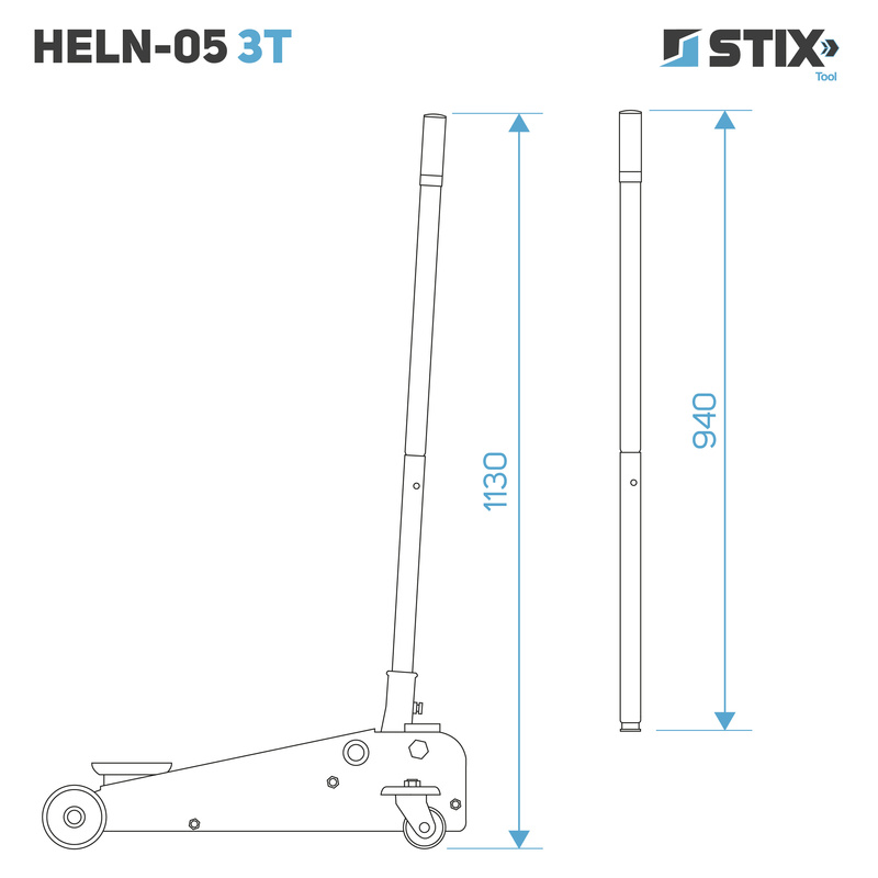 Lewarek / żaba podnośnik hydrauliczny wysokość 130-480 mm HELN-05 3T - Stix