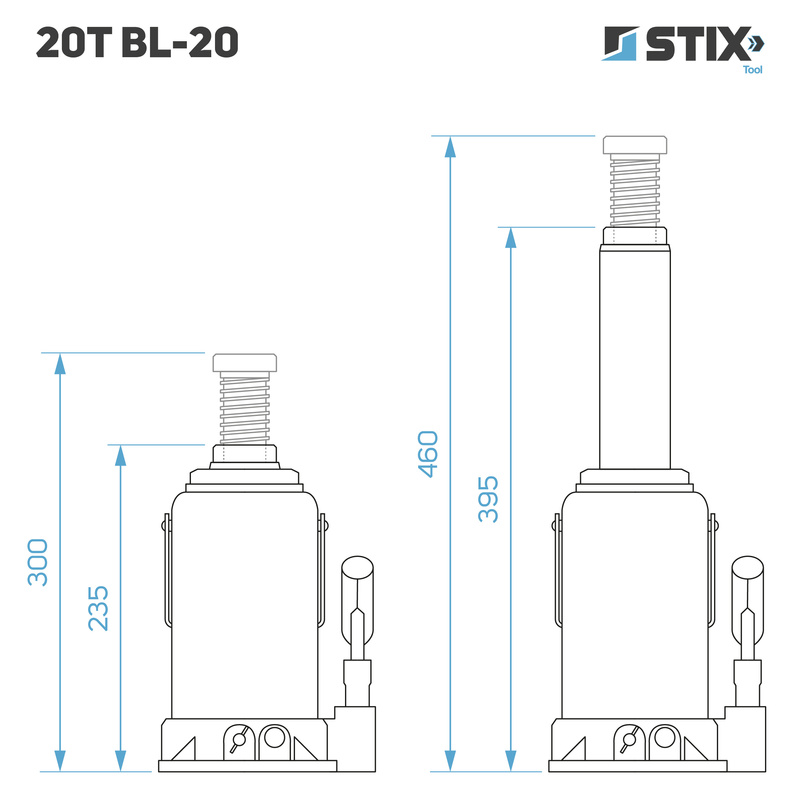 Hydrauliczny podnośnik słupkowy (butelkowy) 20T BL-20 - Stix