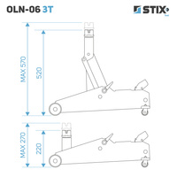 Lewarek / żaba podnośnik hydrauliczny wysokość 200-570 mm OLN-06 3T - Stix