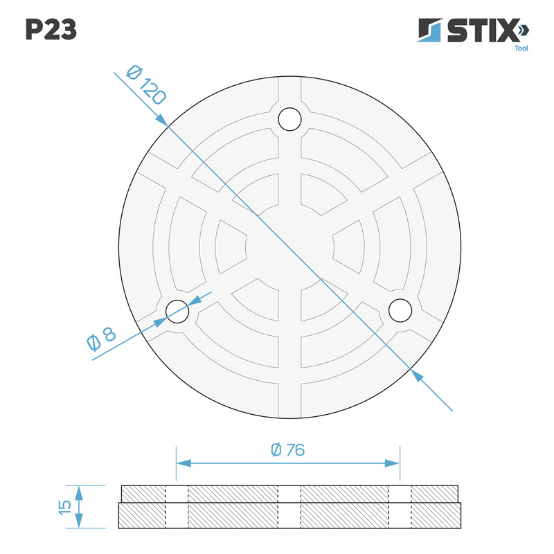 P23 Nakładka na łapę podnośnika, wzmocniona, 3 otwory, 120x15 - Stix