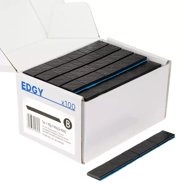 Ciężarki klejone do felg aluminiowych czarne Edgy Slim Black - 60g (5g+10g / szeroka taśma) - 800 szt. - Stix