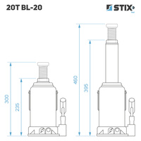 Hydrauliczny podnośnik słupkowy (butelkowy) 20T BL-20 - Stix