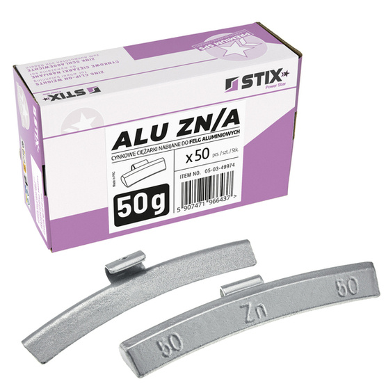 Ciężarki nabijane ALU Cynkowe do felg aluminiowych ZN/A 50g / 50 szt. - Stix