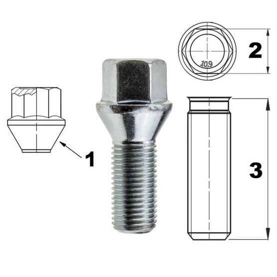 Śruba do felg / kół M14x1.25 stożek / K17 – 28 mm